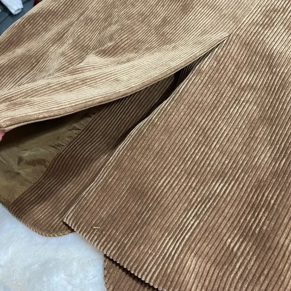 VALONTINOR Men's Wide Wale Corduroy Blazer Jacket Tan Single Breasted Sport Coat